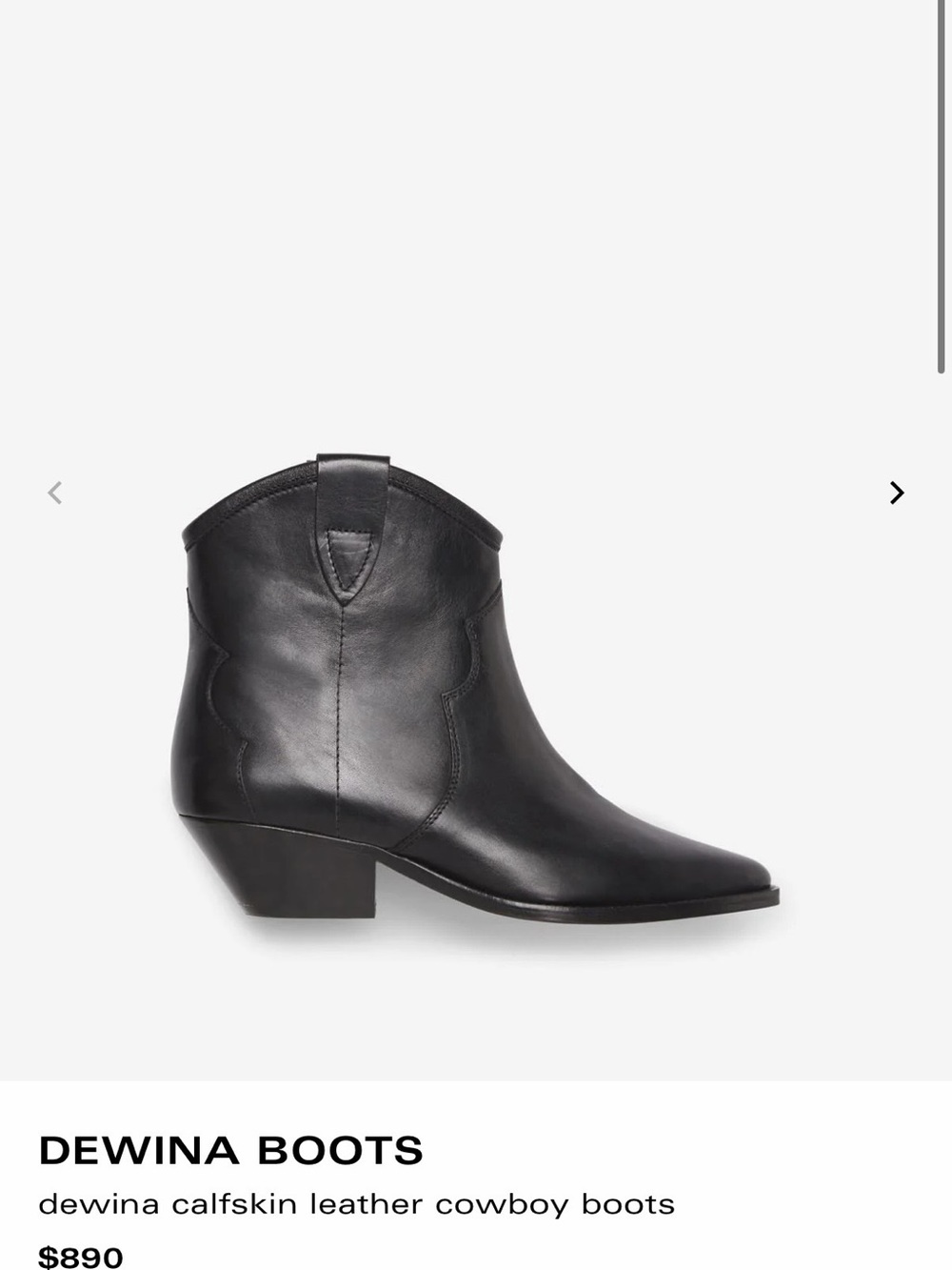 Isabel Marant Dewina Black Leather Cowboy Ankle Boots